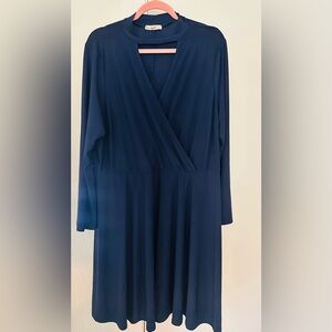 Elegant Navy Blue Wrap Dress